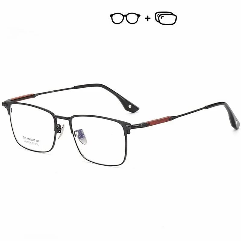 OLLYMURS النظارات الطبية الرجال كبيرة الحجم نمط الأعمال الخشب التيتانيوم الإطار البصري قصر النظر مد البصر النظارات