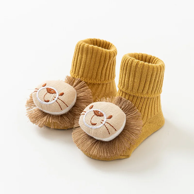 Cotton Baby Socks Non-Slip Floor Socks Spring Autumn Newborn Baby Socks In The Tube Cartoon 3d Doll Toddler Socks for 0-36Months