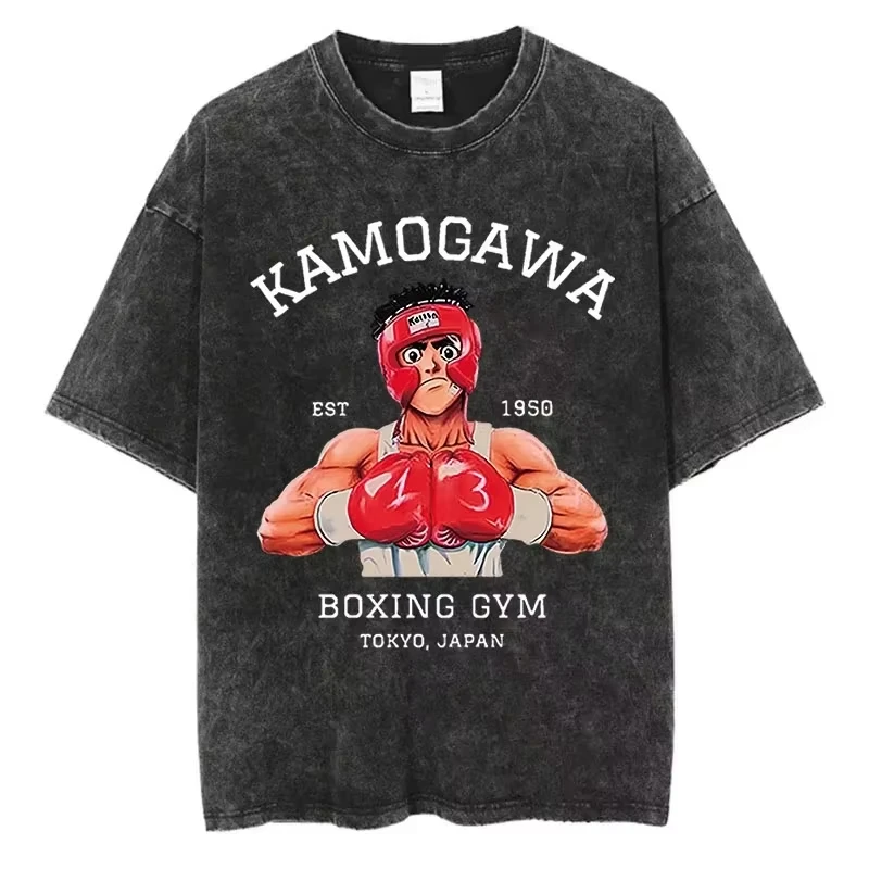 Anime Hajime No Ippo Mashiba Ryo Kamogawa Boxing Gym Graphic Print T-Shirt Men Women Cotton Loose Casual Oversize Summer New Tee