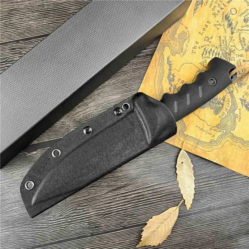 Hunting Fixed Blade 8CR13MOV Steel Blade G10 Handle Tactical Bushcraft Knife Survival Self Defense Knife with Kydex Sheath