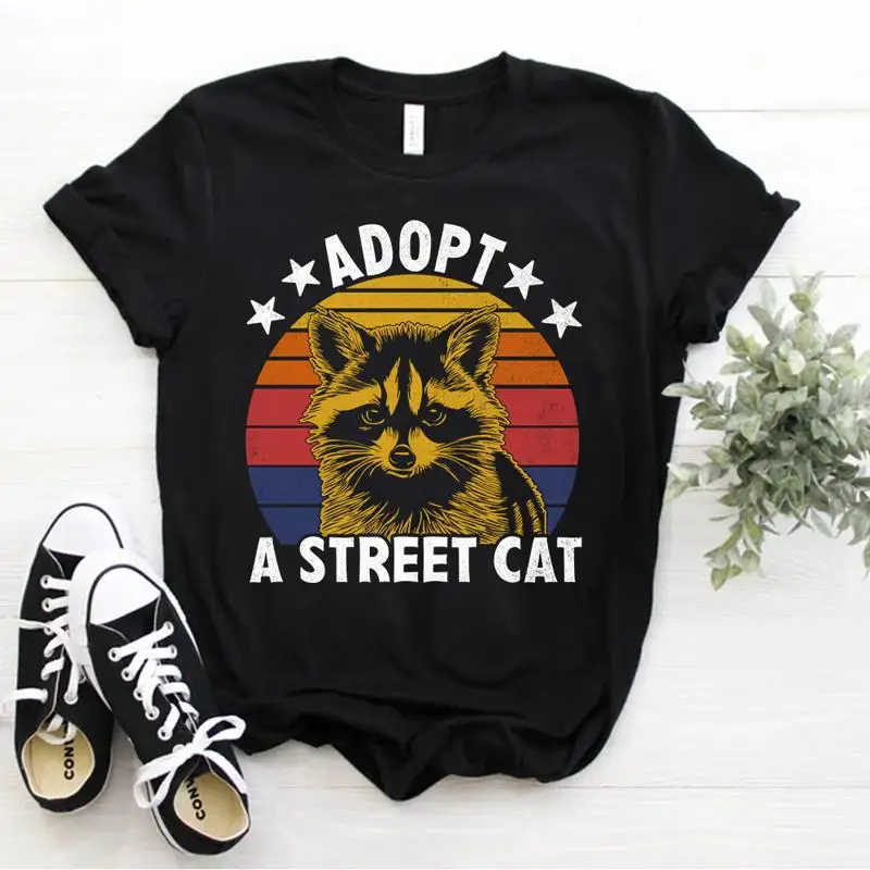 Adopt A Street Cat Watercolor Raccoon T Shirt Funny Raccoon Tee Size S 5xl