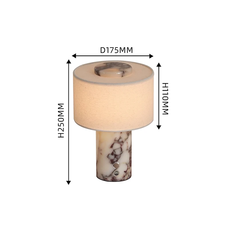 Luxury Marble Table Lamp with Fabric Shade | Modern Decorative Bedside Light for Living Room & Bedroom
