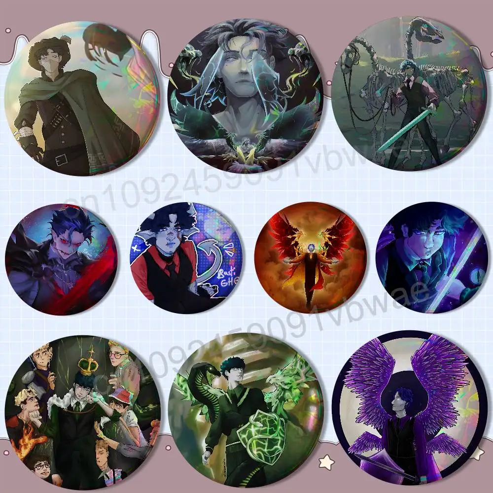 Technical survival BastiGHG Reflective Pin Tinplate Round Brooch Cartoon Cosplay Badges for Bag Hat Toys Gifts