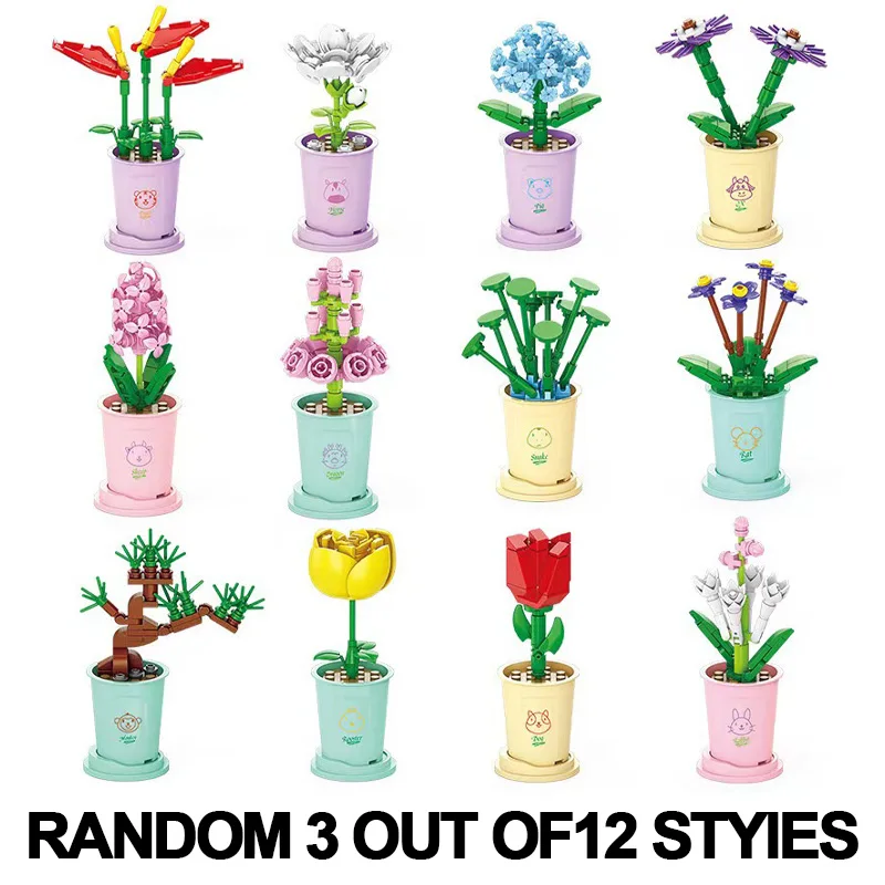 Insect Bloem Bouwstenen Set Bee Vlinder Plant Ingemaakte Model Bricks Set met Stofkap DIY Speelgoed voor Kinderen Kerstcadeaus