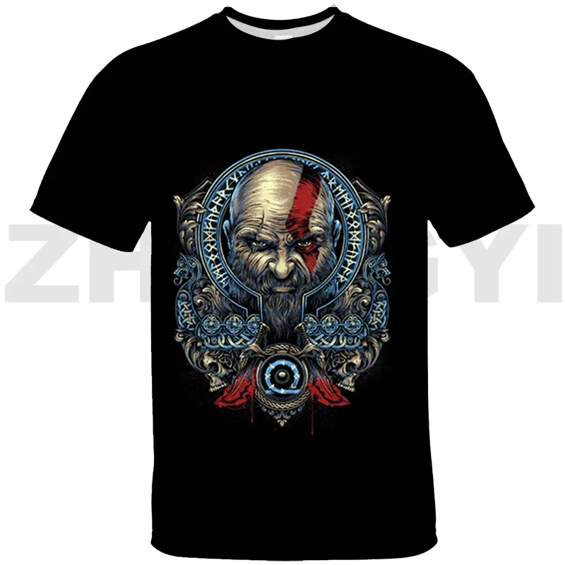 Fashion Man God of War 3D T-shirt Teens Kratos Short Sleeve Harajuku Anime Oversized T Shirt Female Clothing Kids Cartoon Tees