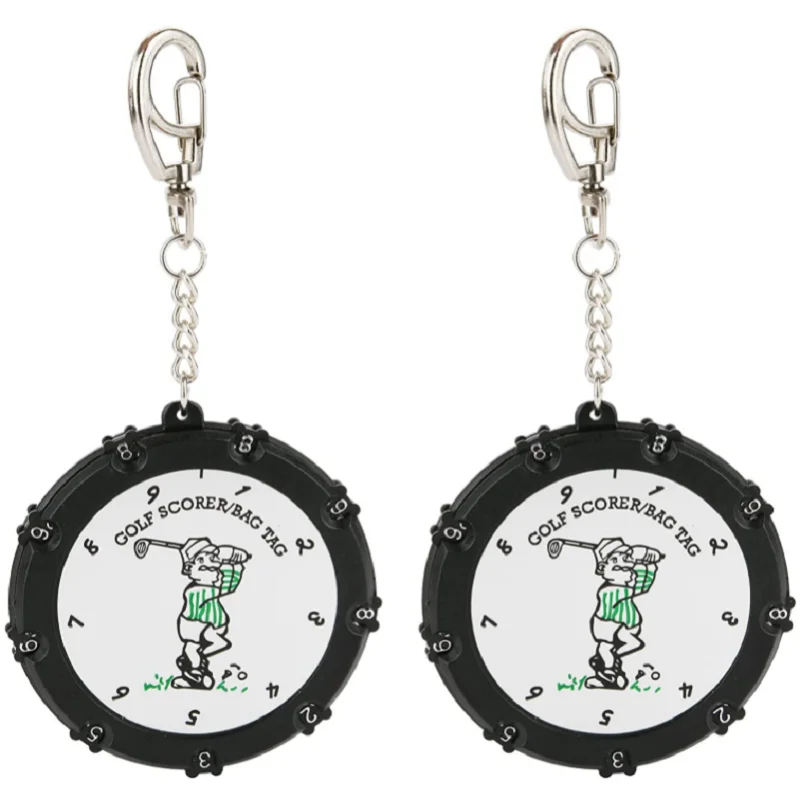 Golf Stroke Click Counter com Keychain, Round Scoring Tag, Acessórios Golf, Keeper, 18 furos, 2 pcs