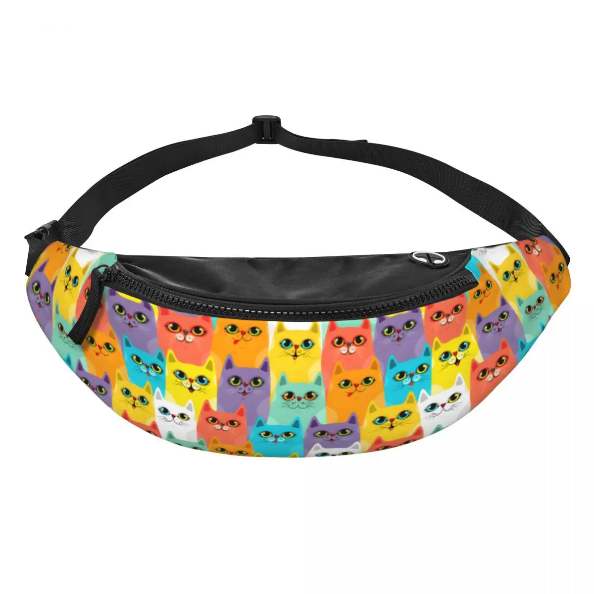 Custom Cartoon Cat Fanny Pack Women Men Crossbody Waist Bag for Running Phone Money Pouch