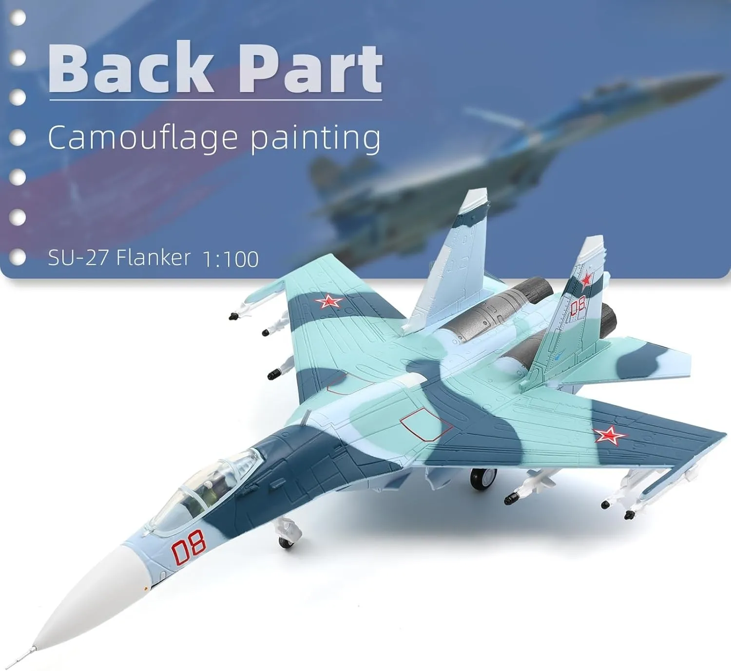 Modèle d'avion de chasse militaire en métal moulé sous pression à l'échelle 1/100, Su-27 Flanker, modèle d'avion pré-assemblé pour adultes, collections ou cadeaux