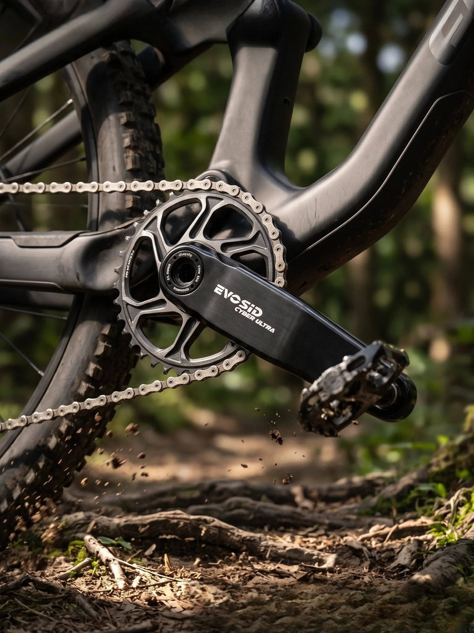 EVOSID Ultraleichte Mountainbike-Kurbelgarnitur 160/165/170mm CNC MTB Fahrradkurbel Kettenblatt 30-38T Hochfeste Downhill Offroad DH