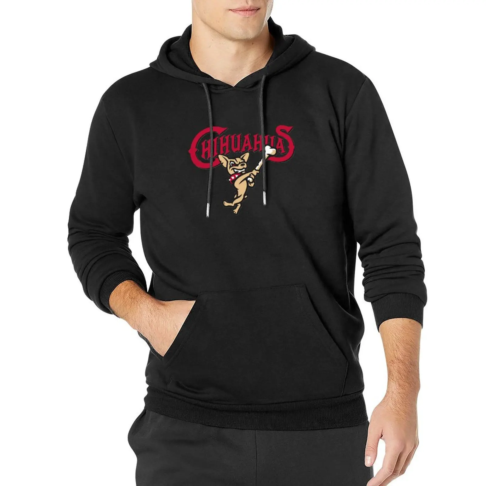 El Paso Chihuahuas Cute Chihuahua dog playing baseball Pullover Hoodie men clothing male clothes hoodie man