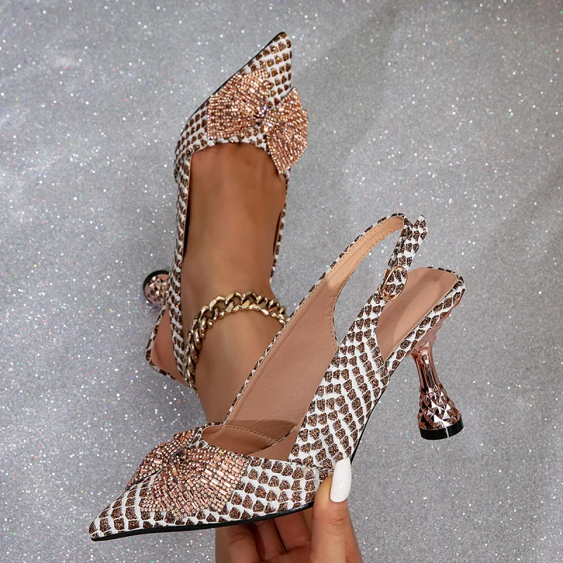 

Women's Sexy Bow Wine Glass Heel Square Toe High Heel Sandals Plating Heel Stiletto Party Evening Dress Fashion Shoes Chaussures
