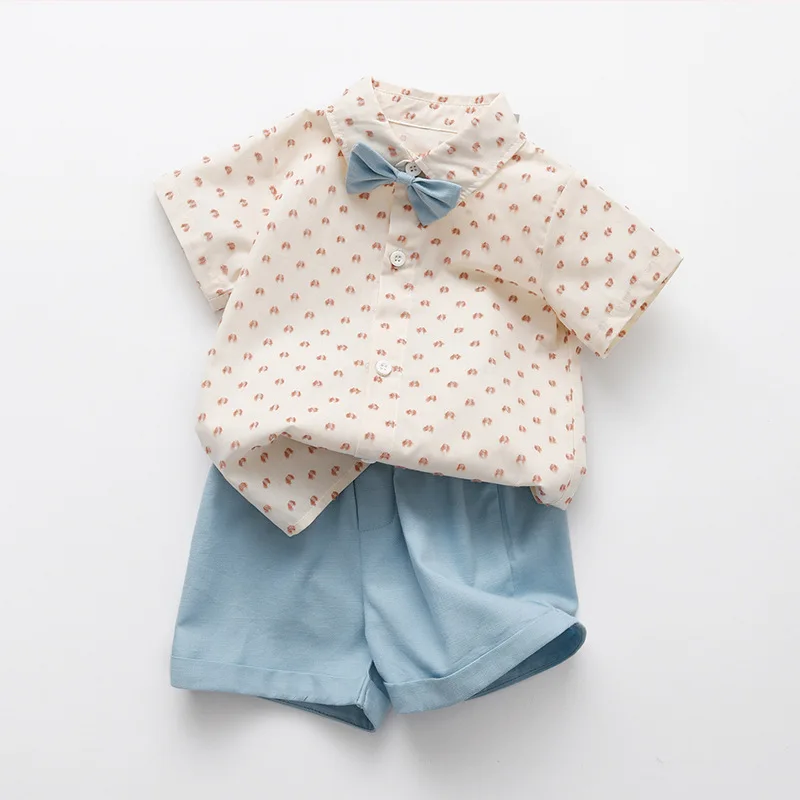 

Boys' Suit Short-Sleeved Children's Clothes One-Year-Old 100 Days Dress Gentleman Summer Baby Boys' Two-Piece Suit Clothing