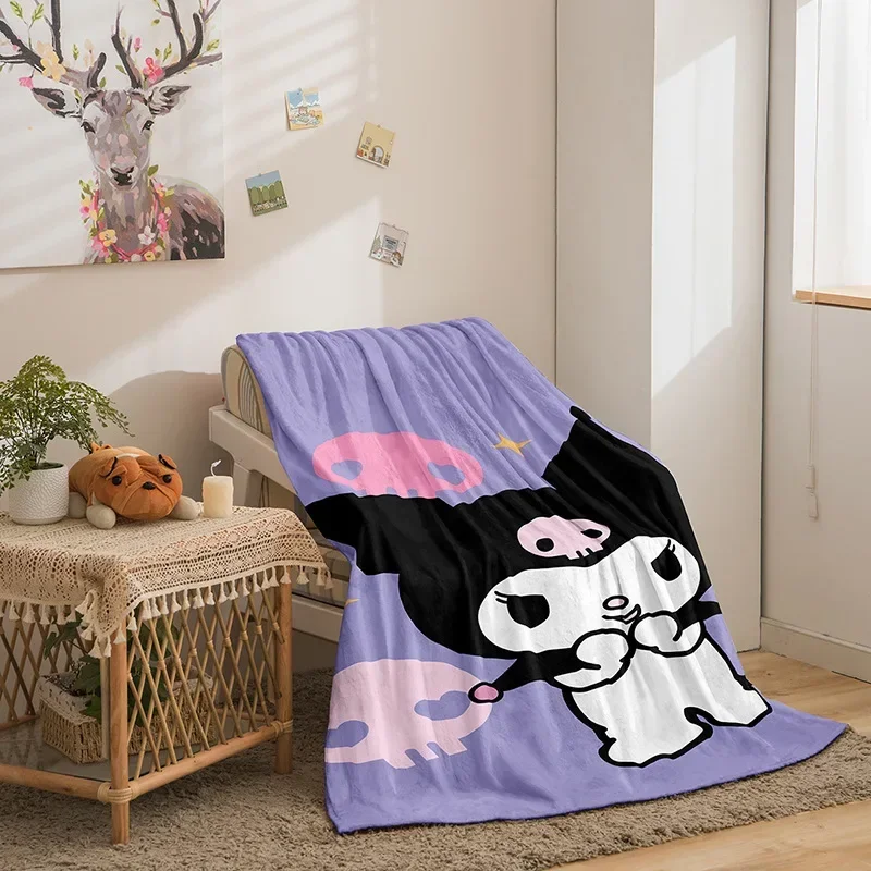 

Kuromi Flannel Blanket 3D Printed SofaBlanket Thickened Cover Blanket Autumn And Winter Airplane Blanket NapBlanket