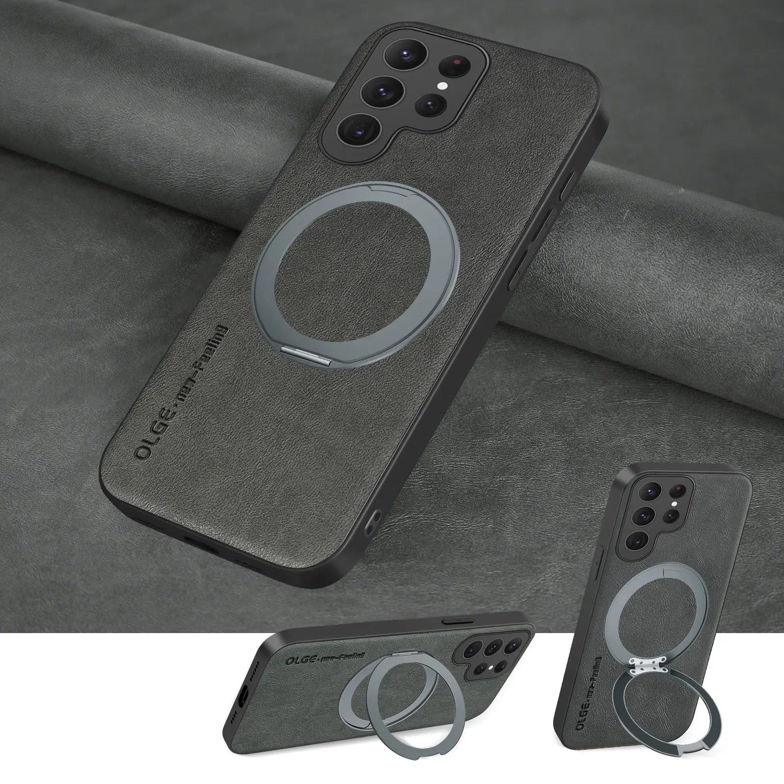 360 Magnetic Kickstand Phone Case For Samsung Galaxy S26 S25 S24 S23 S22 S21 S20 Puls Ultra Wireless Charging Leather Back Cover