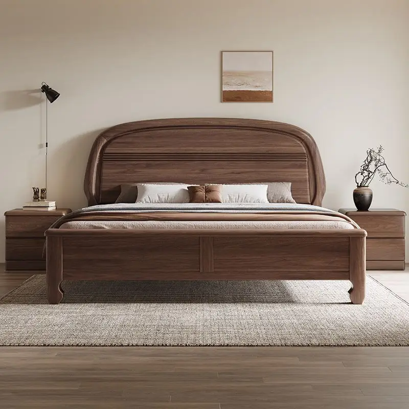Solid wood bed household 1.8 meters master bedroom double bed modern simple 1.5 meters thickened single bed