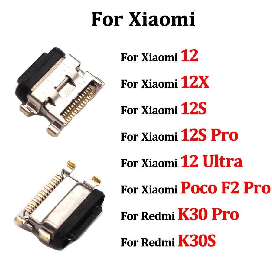 10-50PCS USB Charger Connector For Xiaomi 12/12X/12S/12S Pro/12 Ultra/Pocophone Poco F2 Pro/Redmi K30Pro K30S Charging Dock Port