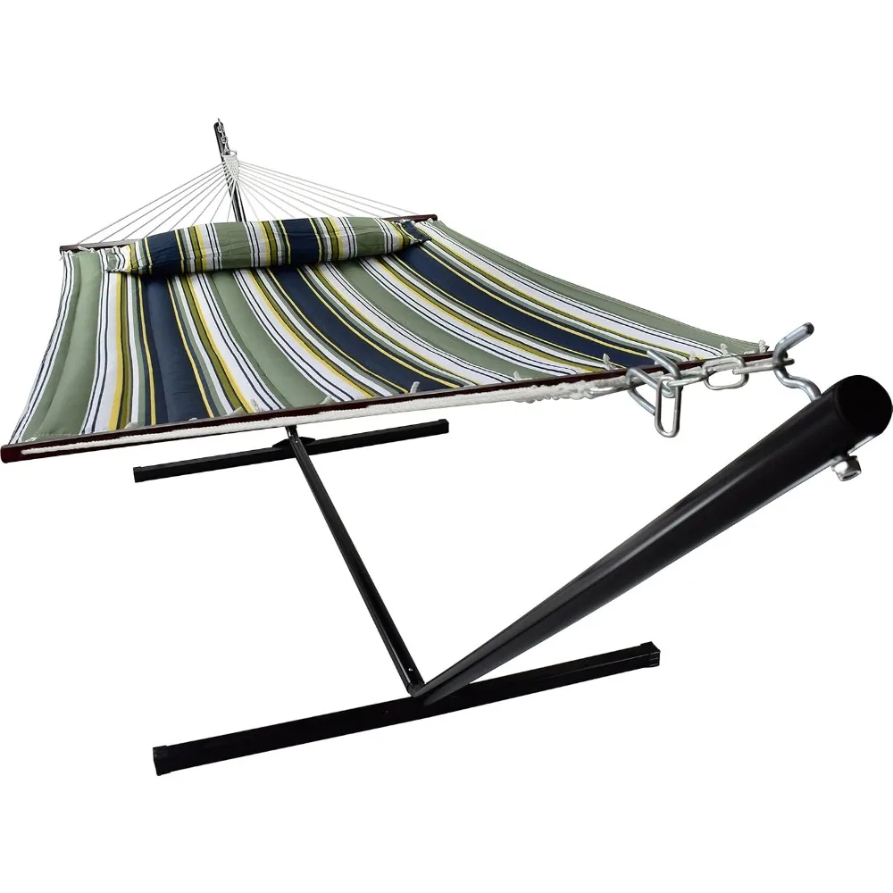 

Stylish Hammock with Stand- Premium Cotton Hammock Bed- Spreadedbars & Pillow Included- Heavy Duty Portable Hammock