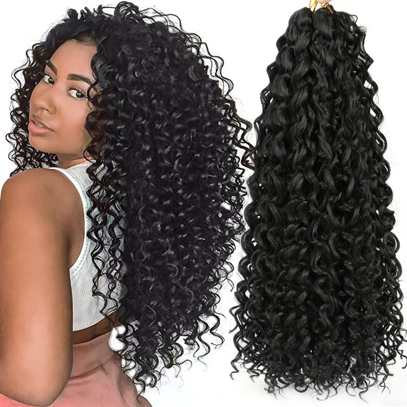 8 عبوات من شعر كروشيه مجعد GoGo حليقة شعر كروشيه للنساء موجة عميقة تجديل الشعر الاصطناعية البوهيمي جدائل كروشيه موجة المياه