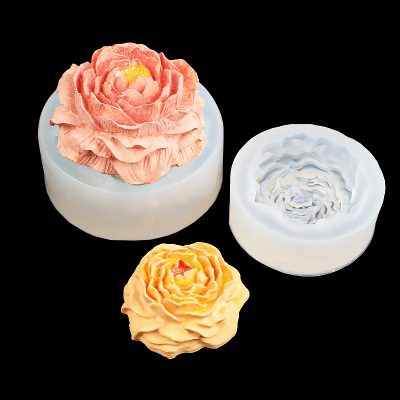 

Three-dimensional Size Peony Flower Silicone Mold Rose Flower Scented Candle Diffuser Stone Handmade Soap Epoxy Resin Mold