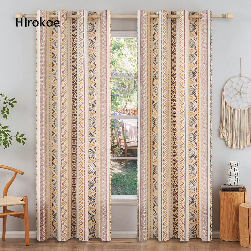 

Bohemian Window Curtains Home Living Room Balcony Waterproof Sunscreen Partition Window Screens Geometric Print Wall Decorative