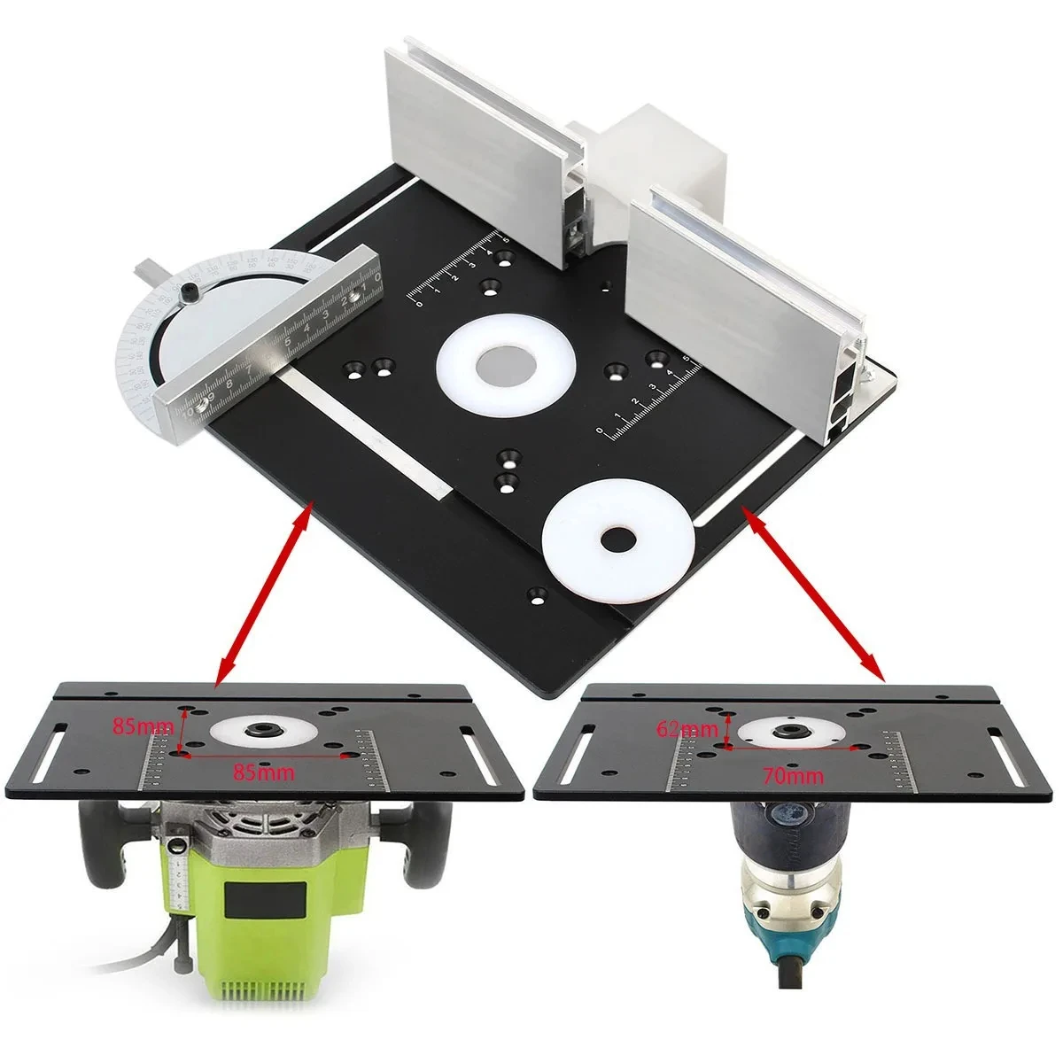 Multifunctional Aluminium Router Table Insert Plate Woodworking Electric Wood Router Flip Plate for Working Benches Router Plate