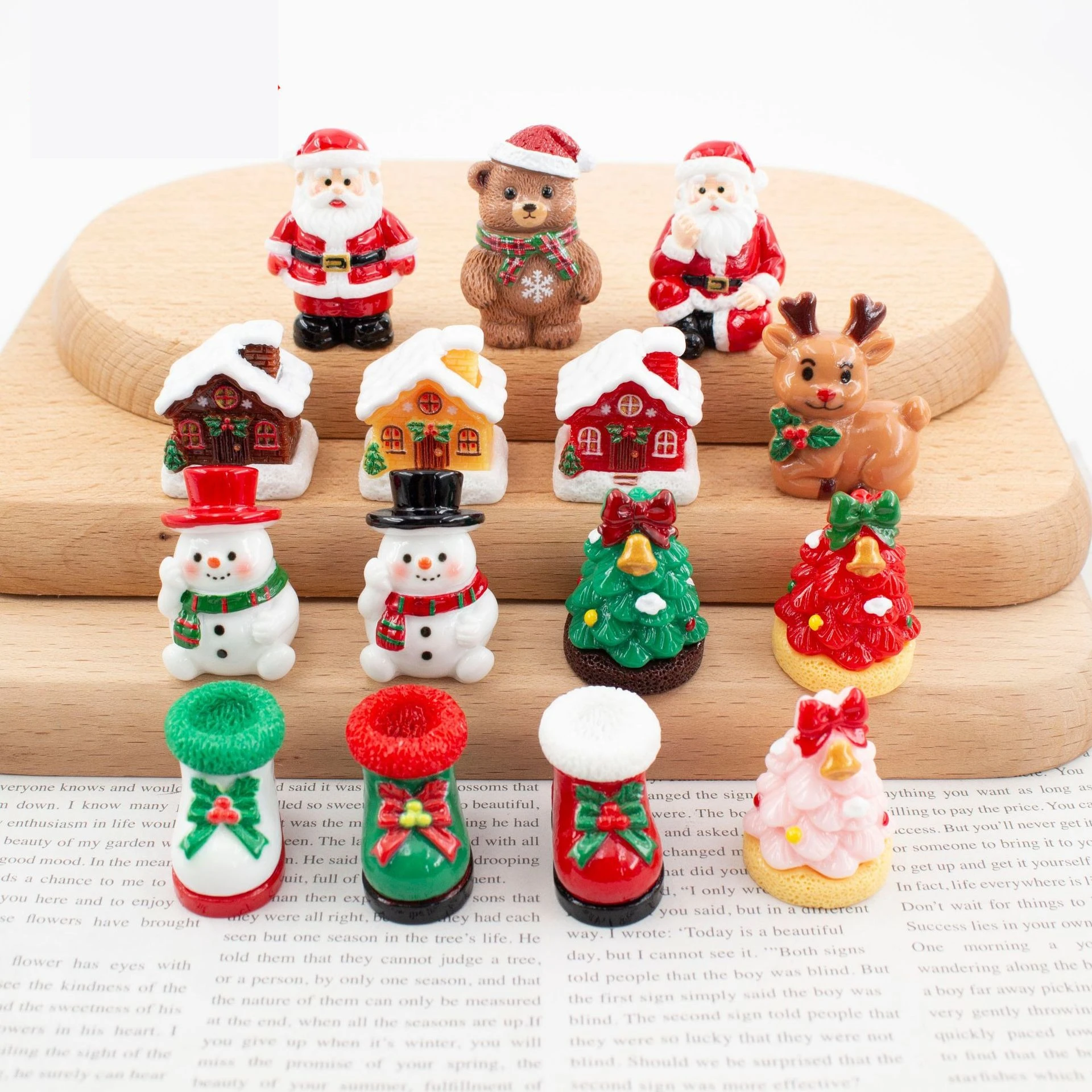3pcs Christmas Resin Decor Indoor Display Holiday Centerpiece Multi Functional Ornament Christmas Home Decorations Indoor