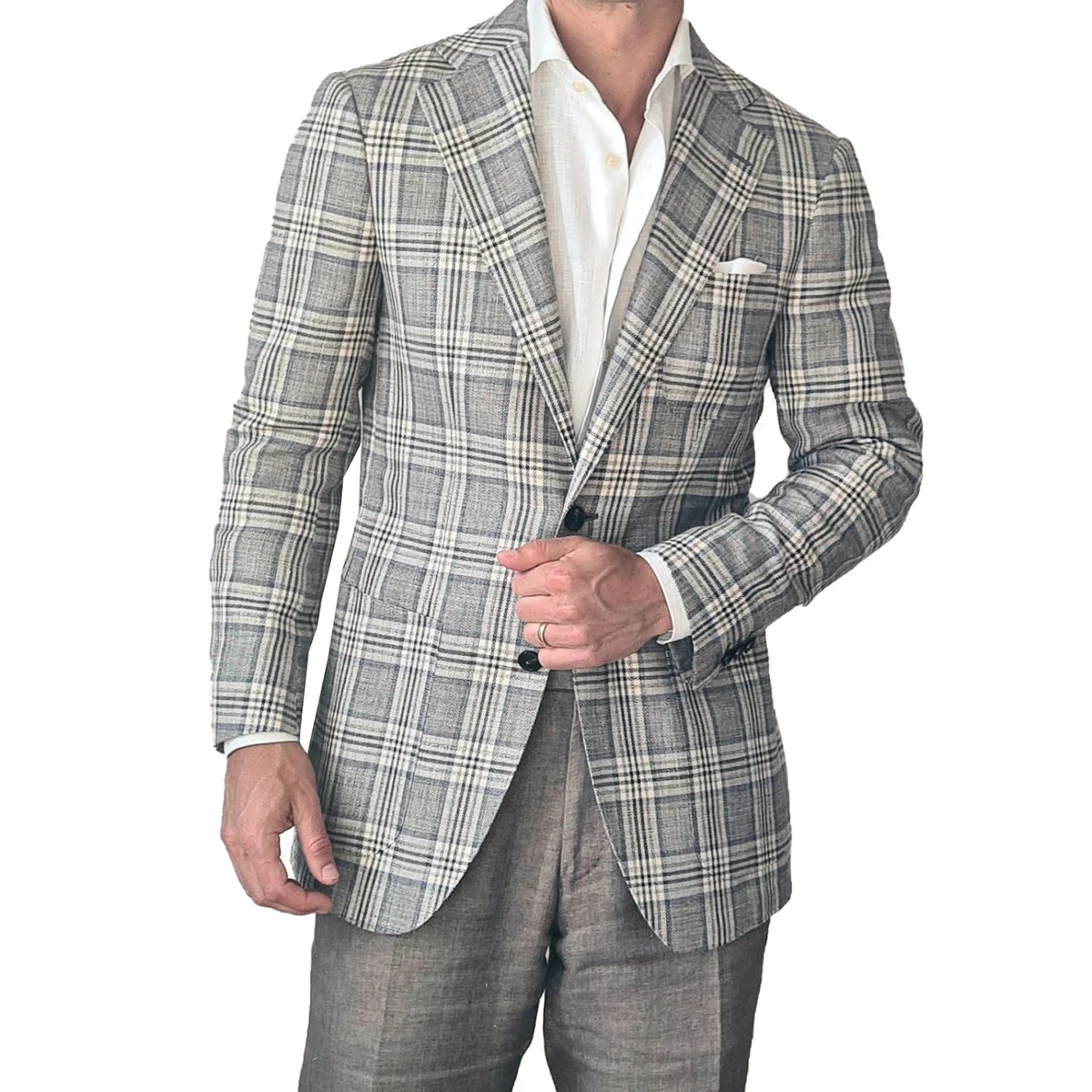 Classico Plaid abiti da sposa da uomo Blazer smoking con risvolto dentellato abbigliamento da sposo festa serale Prom solo una giacca su misura