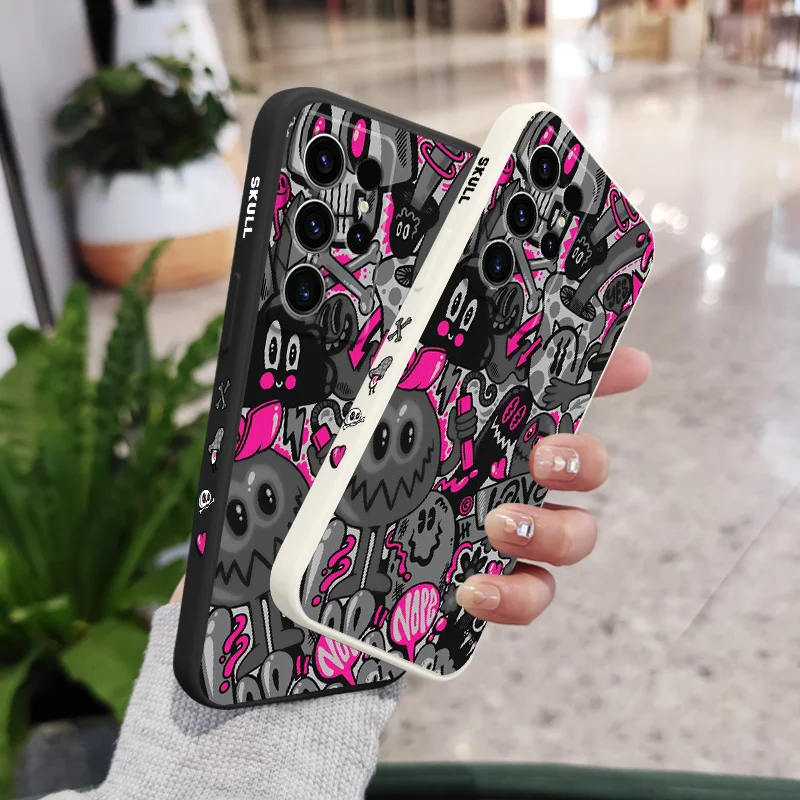 Rose Skull Phone Case For Samsung Galaxy S25 S24 S23 S22 S21 S20 S10 Ultra Plus FE Note 20 Ultra 10 Plus Cover