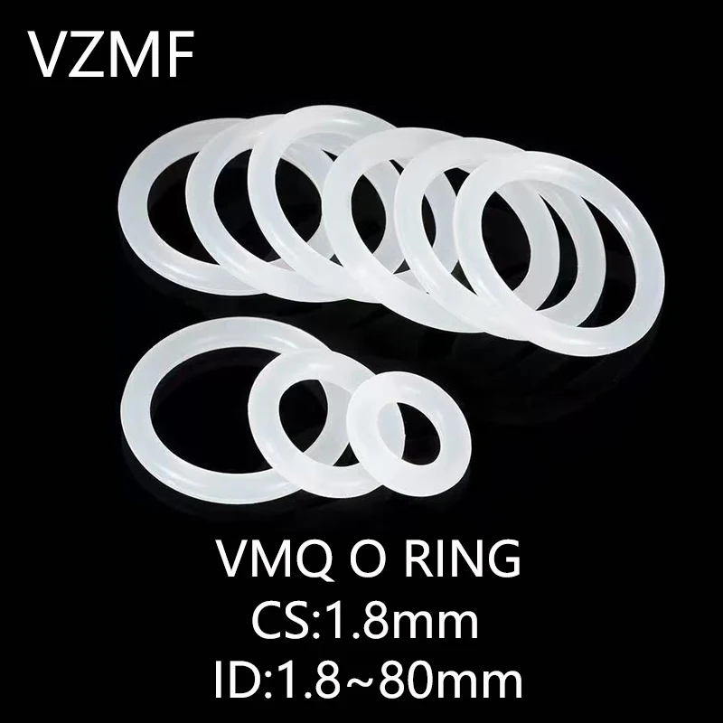 

VMQ O RING CS 1.8mm ID 1.8~80mm White Silicone Sealing Ring Food Grade Silicone Insulation Shape Sealing O-ring Silicone Ring