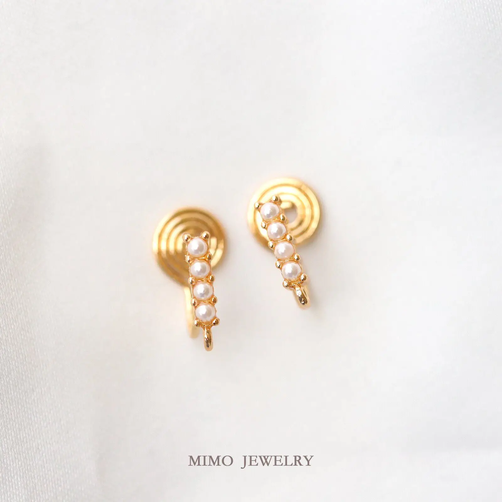 Gold Plated Copper Earrings Base Blank Imitation Pearl Rectangle 925 Silver Needle Ear Clips DIY Jewelry Making Supplies