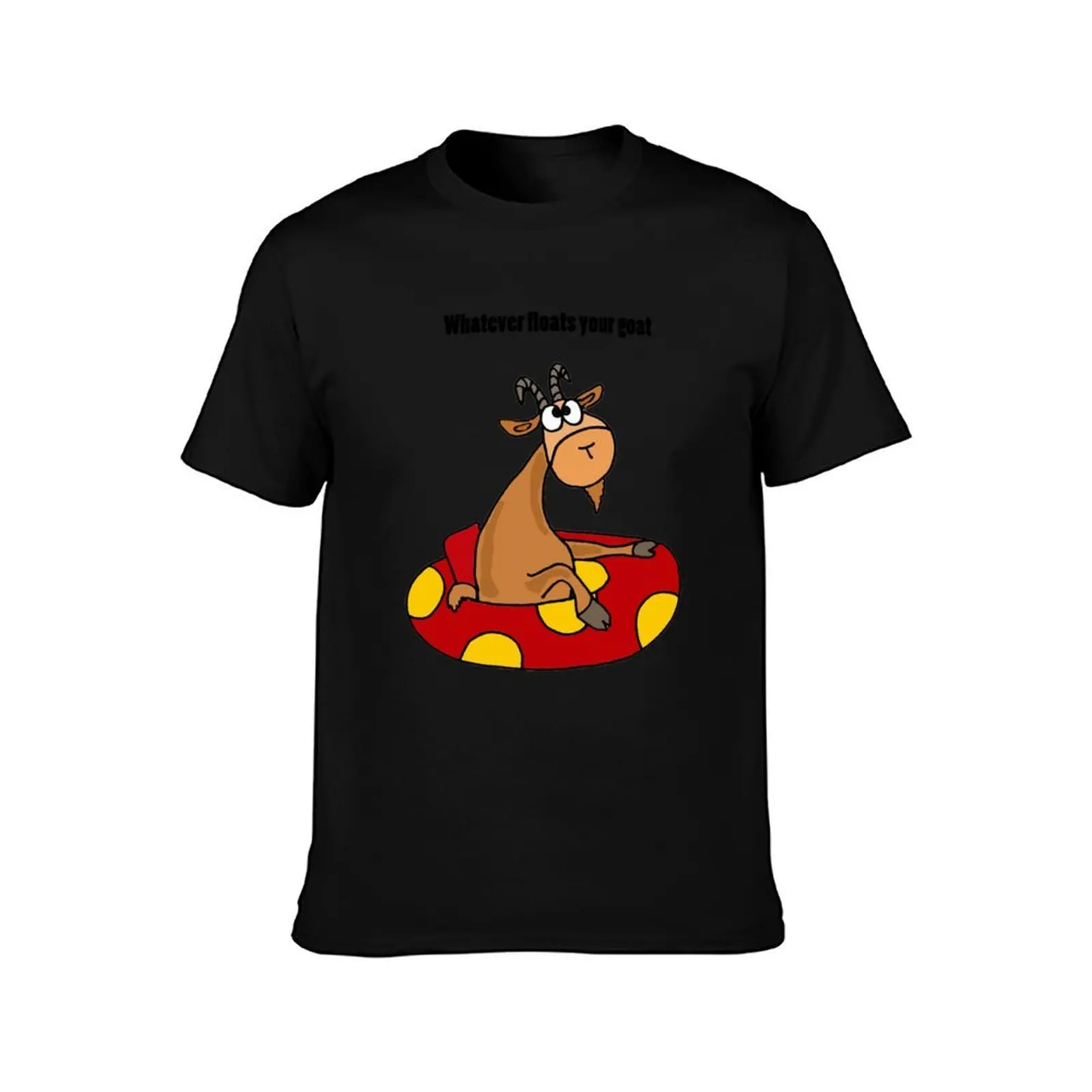 Whatever Floats Your Goat Tubing Humor T-Shirt, Summer Casual Cotton Tee, Oversized Streetwear Tops, Vintage Graphic Print
