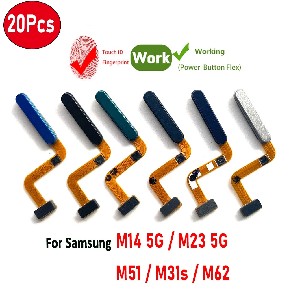 

20Pcs，NEW Tested Fingerprint Sensor Home Return Key Menu Button Flex Ribbon Cable For Samsung M14 M23 M13 5G M51M31S M62