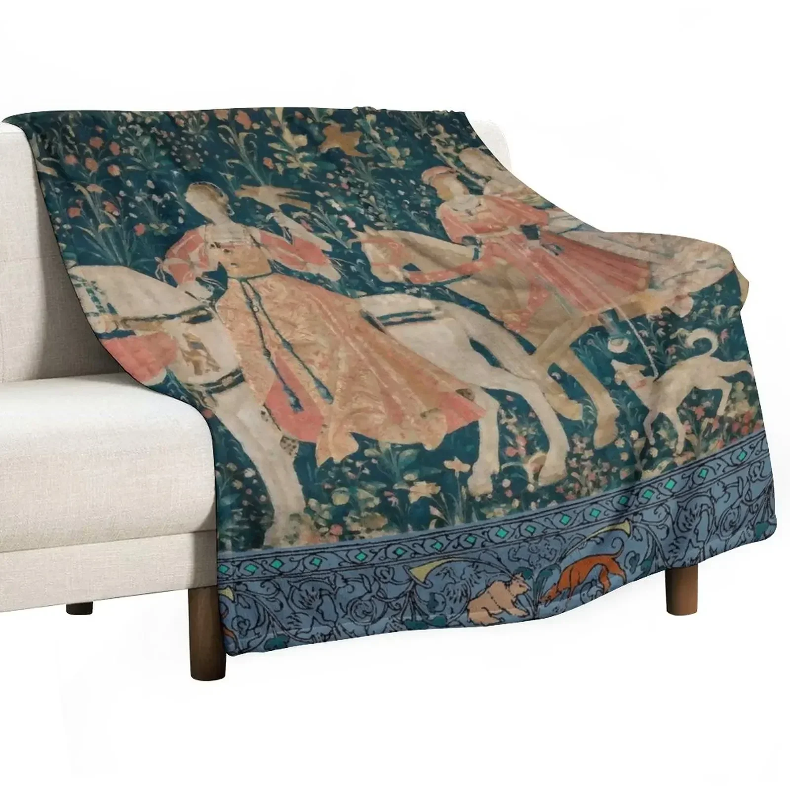 Medieval Tapestry - the Hawk Hunt Throw Blanket For Sofa Thin Thin Plush Blankets