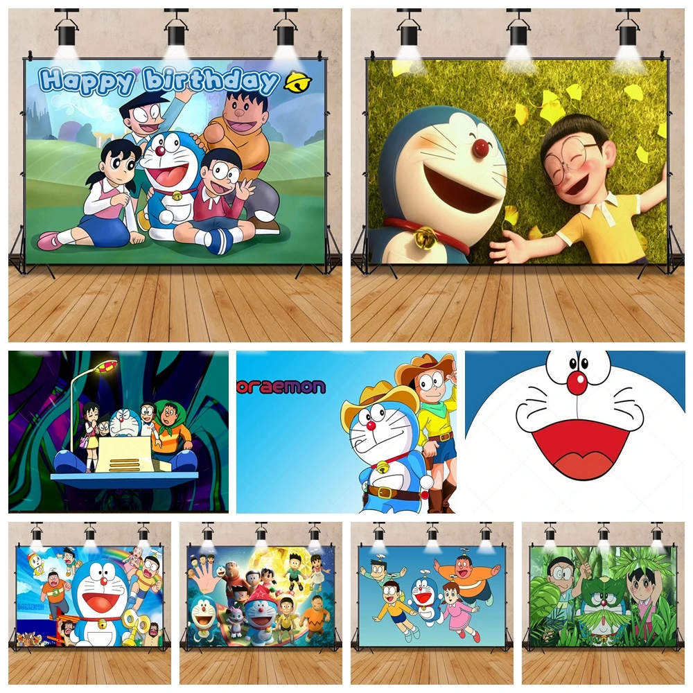 

D-oraemon Anime Birthday Party Backdrop Baby Shower Wall Decoration Custom Photo Booth Photography Custom Background Kids Gift