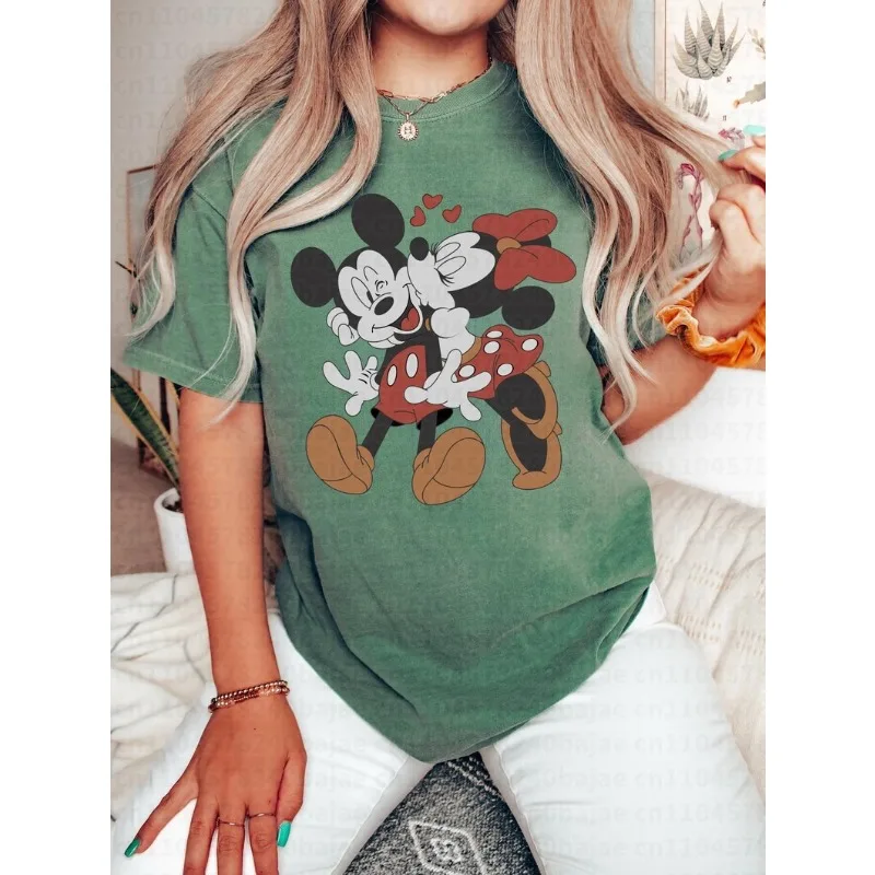 2026 Classic Minnie Mickey Mouse Kiss Shirt, Mickey Minnie Couple Shirt, Retro Valentine Tee Magic Kingdom Breathable Tee view 2