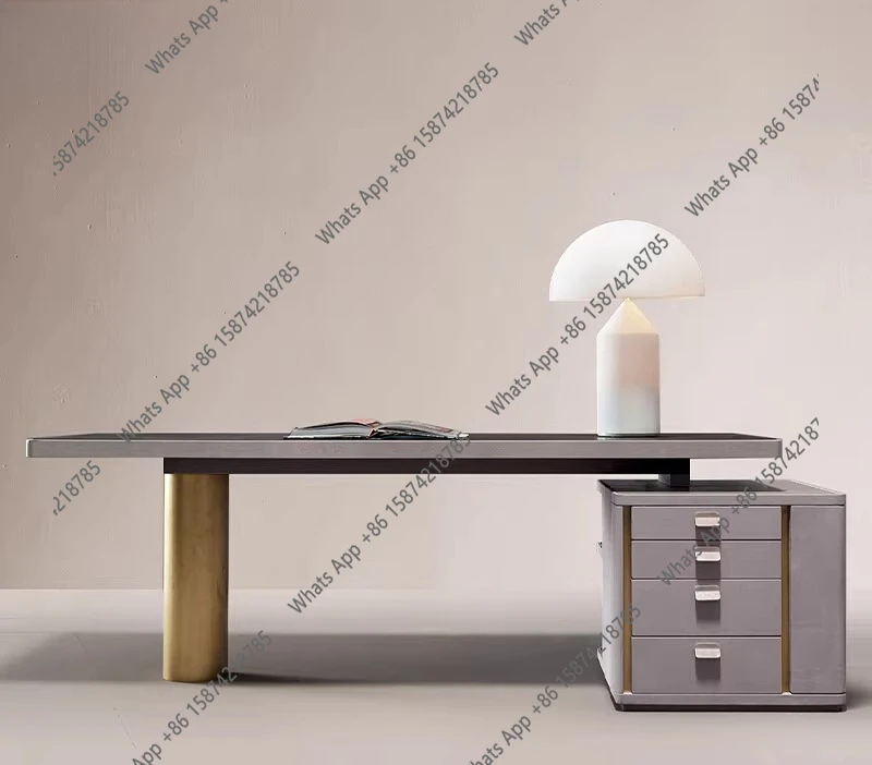 

Italian minimalist desk study computer desk designer high sense modern light luxury office writing desk