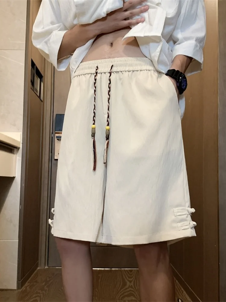 

Ice Silk Men's orts Summer Thin Loose Casual Mid-Calf Pants Large Size Straight Leg Wide Leg Five-Point Pants