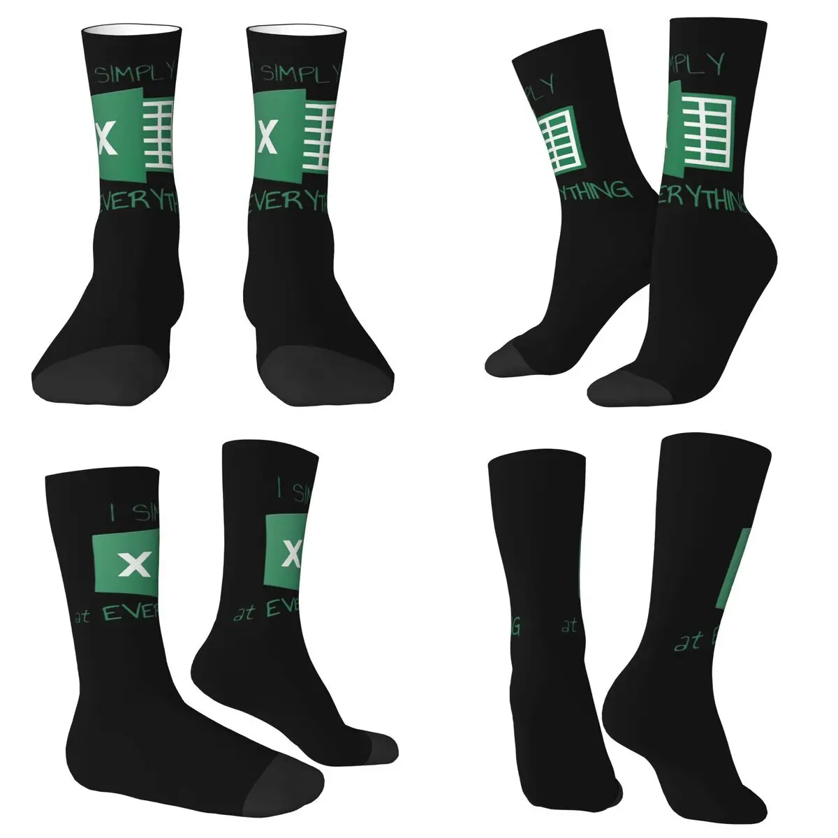 Calcetines simplemente Excel en todo, medias absorbentes del sudor Harajuku, calcetines largos para todas las estaciones, regalos de Navidad para hombre y mujer