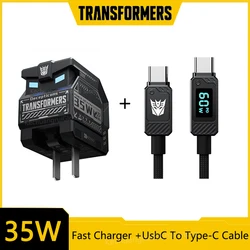 Transformers 2IN1 Charger Cable PD 35W Fast Charging Dual Port USB A Type C Phone Charger US Plug USBC For iPhone 16 15 Huawei