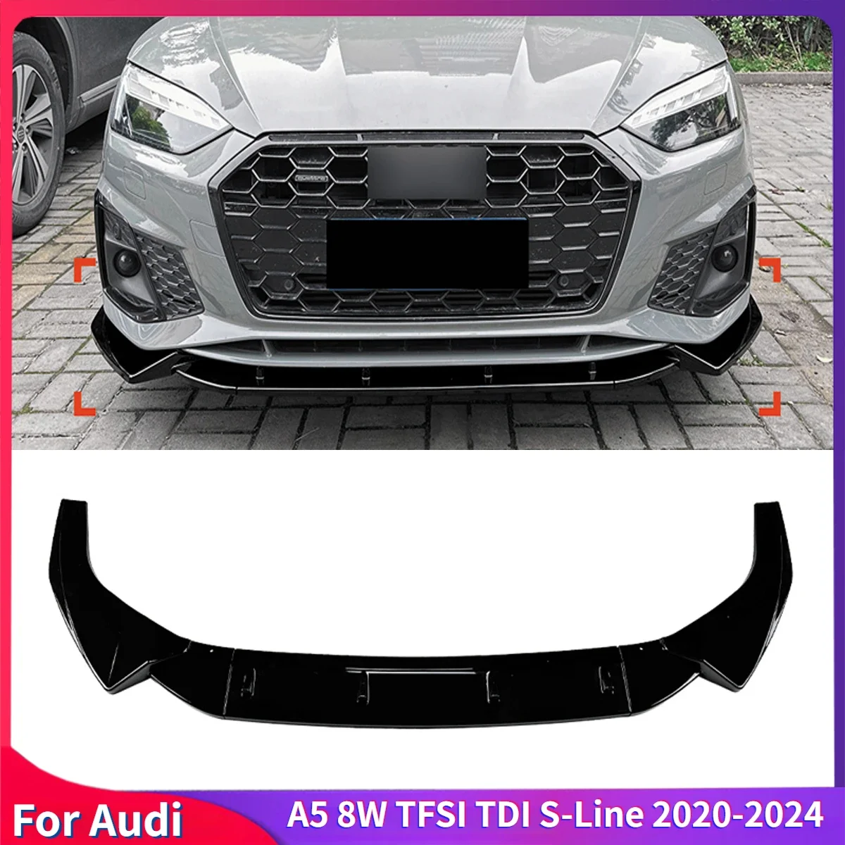 Für Audi A5 S5 B9 B9.5 A5 8W TFSI TDI S-Line 2020-2024 Auto Frontschürze lip Spoiler Splitter Diffusor Nachrüstung Body Kits Tuning