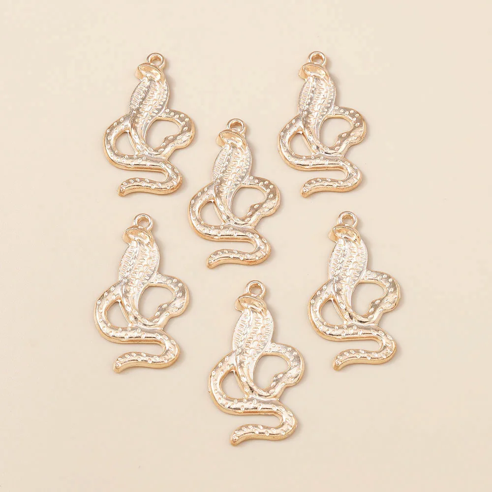 Leslie 10 Stück 18 x 34 mm goldfarbene Cobra-Schlangen-Anhänger für DIY handgefertigte Halsketten, Armbänder, Schmuckherstellung – Detail 3
