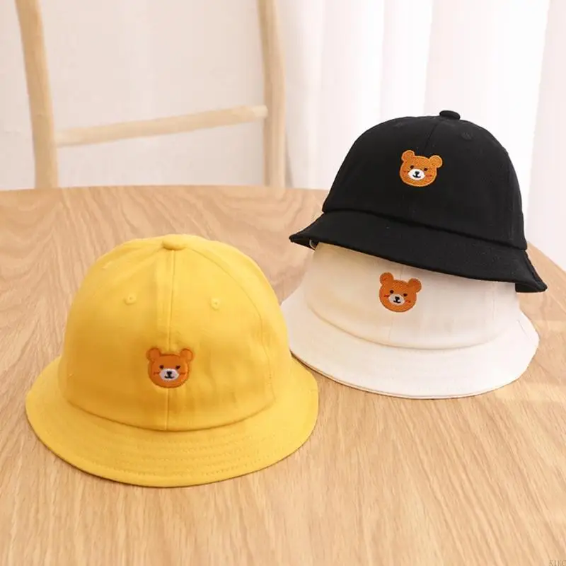 K1KC Toddler Spring Bucket Hat Summer Bucket Hat Gender Neutral Cartoon Bear Sun Hat