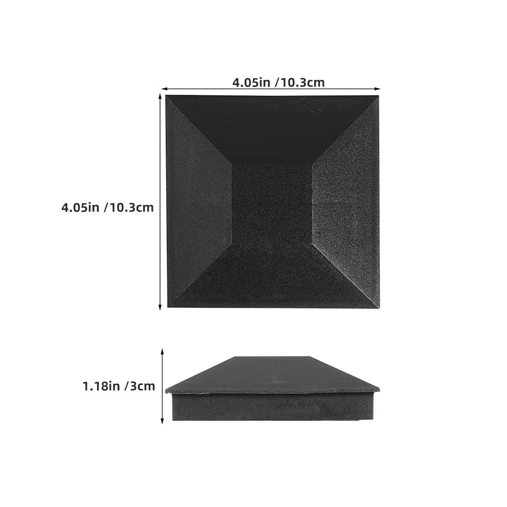 12pçs tampas de poste de cerca de plástico preto à prova d'água, tampa superior de poste de madeira durável para deck de cerca, tampa de poste de gabinete