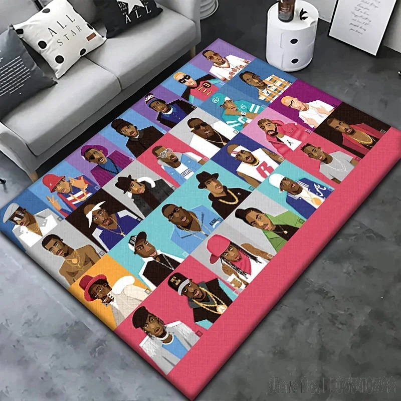 Hip Hop Music Rap Star Cartoon tappeto tappeti 120x160cm Decor per soggiorno camera da letto per bambini divano bagno tappetino per bambini