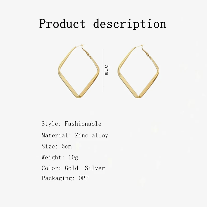 Metal Earrings With Feminine Temperament Trendy Luxurious High End Fashionable Exaggerated Atmospheric Diamond Shaped Earrings