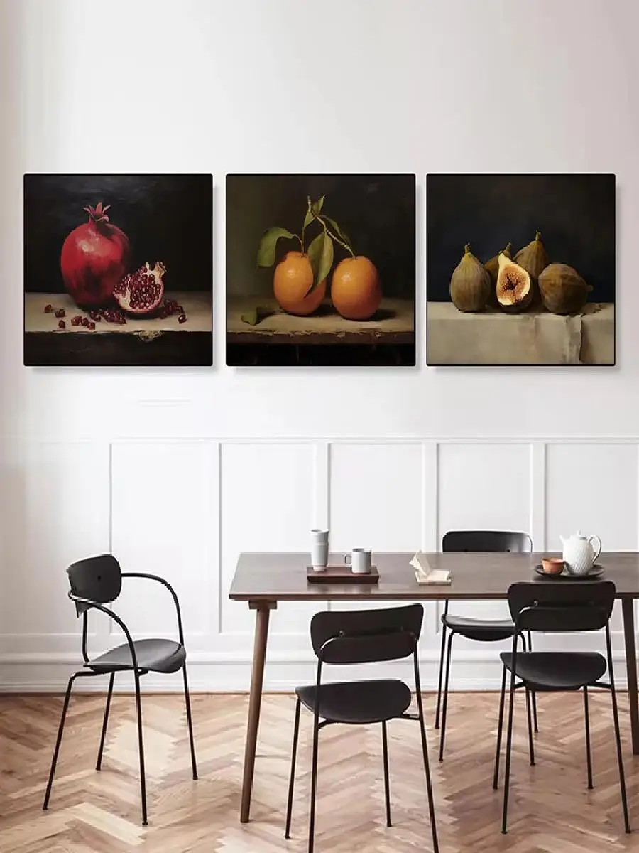 Vintage Kitchen Food Fruits Wall Art  Peaches Lemon Orange Still Life Canvas Painting for Home Dining Room Decor  Poster Prints