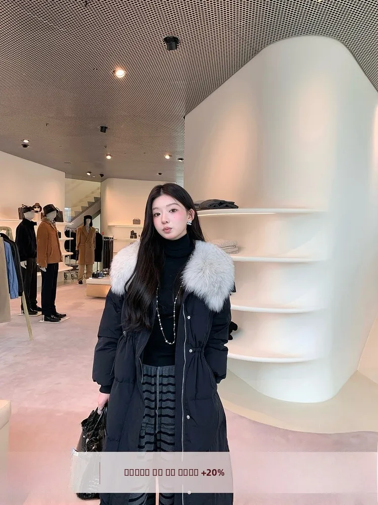 

Зимняя женская куртка YOLI Seoul First Snow с длинным меховым воротником, теплая, приталенная, на молнии, повседневная верхняя одежда