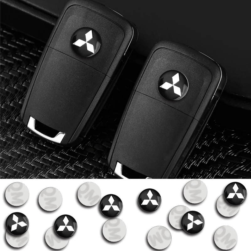 2/5/10Pcs 14mm Car Key Emblem Stickers Auto Control Key Logo Decals For Mitsubishi Lancer Mirage Pajero Asx 10 Outlander 3 l200