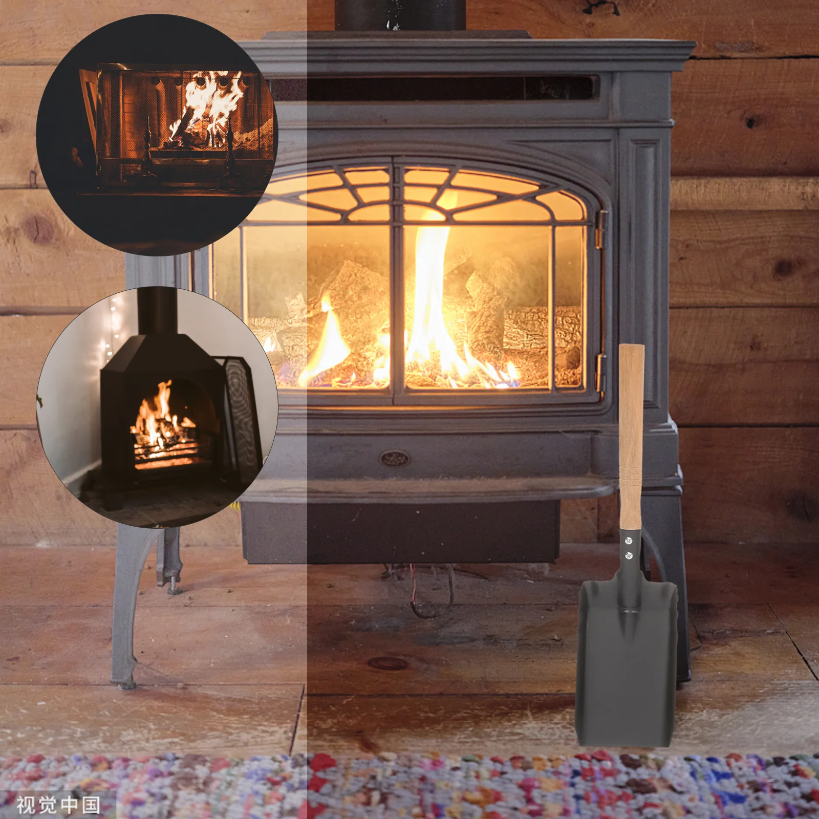 1 ensemble 1 outils de nettoyage de cheminée manche en bois brosse à poussière ensemble de pelle pour salon cuisine voiture canapé fer léger