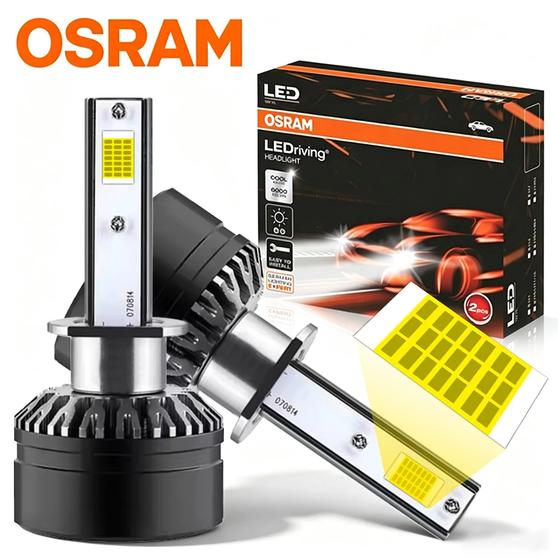OSRAM Original H1 LED Headlights 6000K White Super Bright H1 LED CANbus Car Bulb High Low Beam Fog Lamp Turbo Fan Auto Light 2PC
